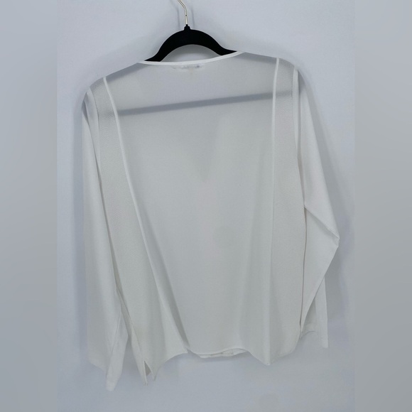 Calvin Klein white sheer blouse with roll up button adjustable sleeves med - Picture 2 of 11